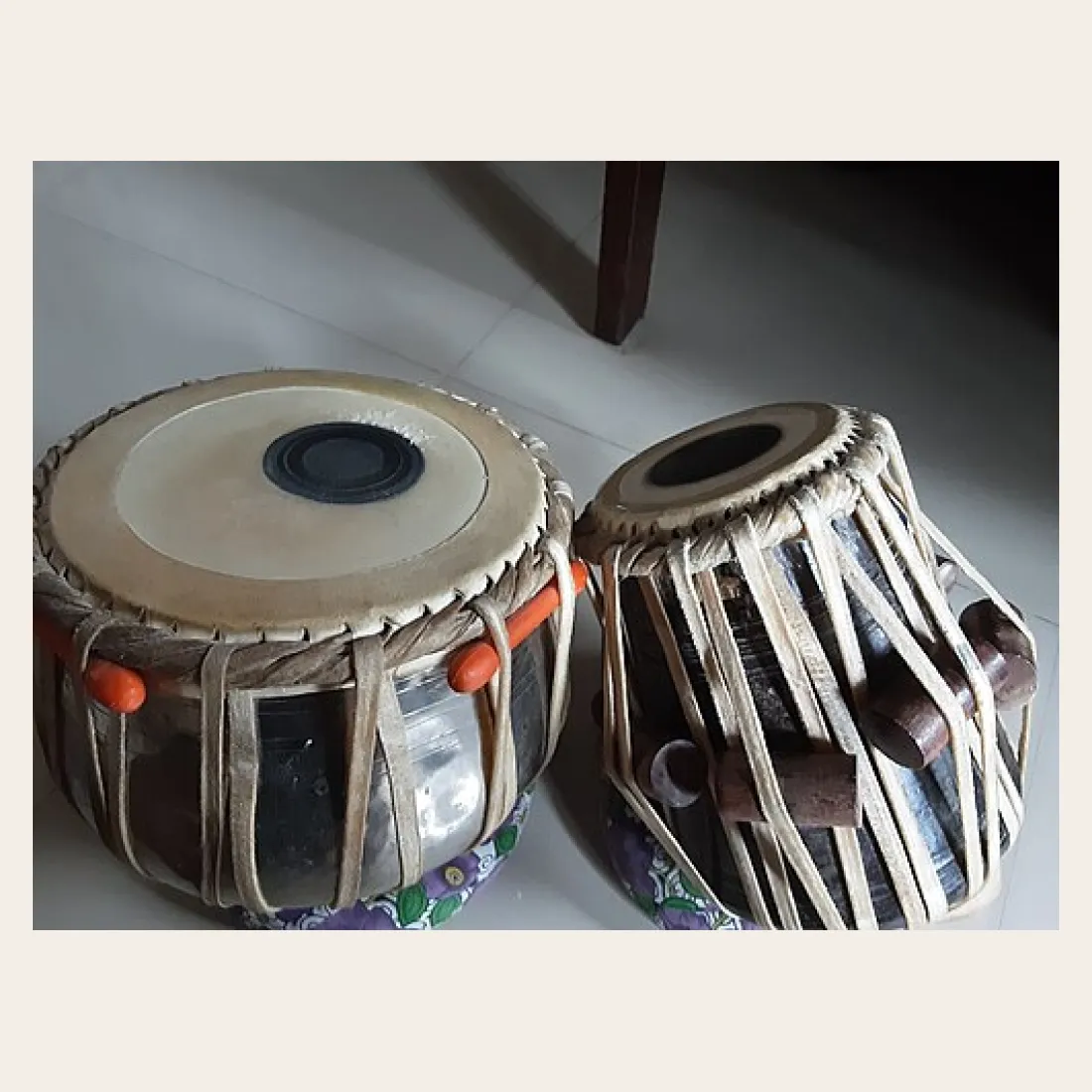 Tabla Pair (Dayan & Bayan) with Cushions